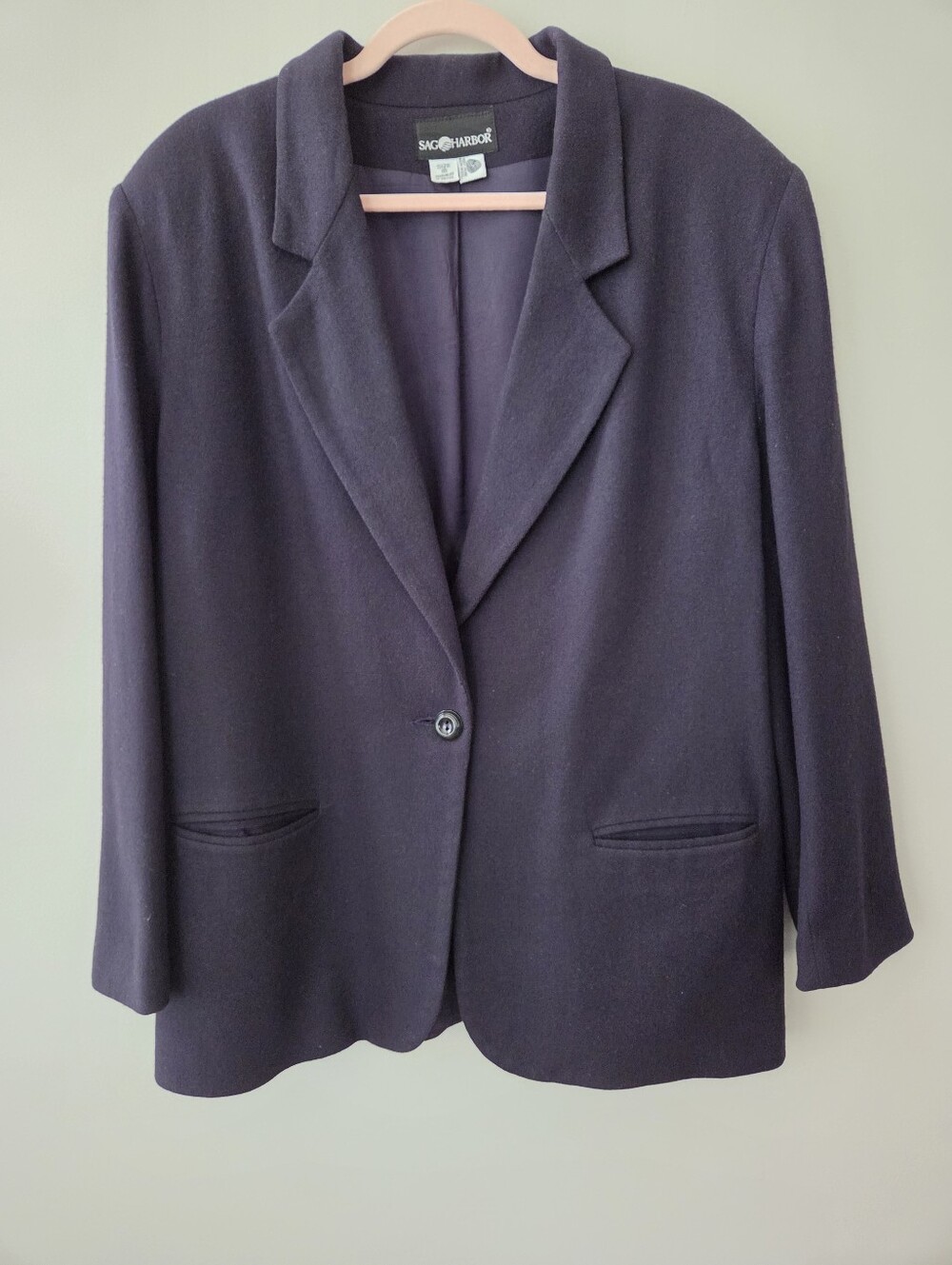 Womens Wool Blazer Sag Harbor Size 18 Off Black Blue Untertone Corporate Office